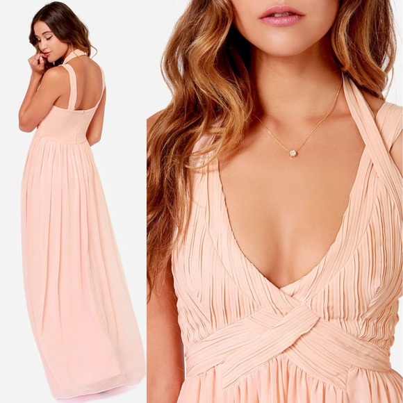 Lulu’s Exclusive Strike a Minerva Peach Maxi Dress - Picture 4 of 10